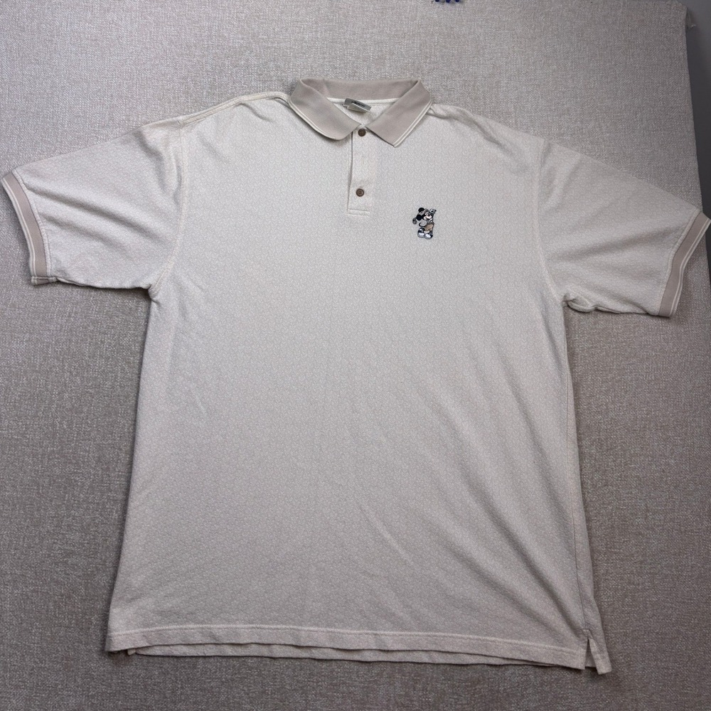 Vintage Walt Disney World Mickey Mouse Golf Polo Shirt Tan Cream Mens XXL